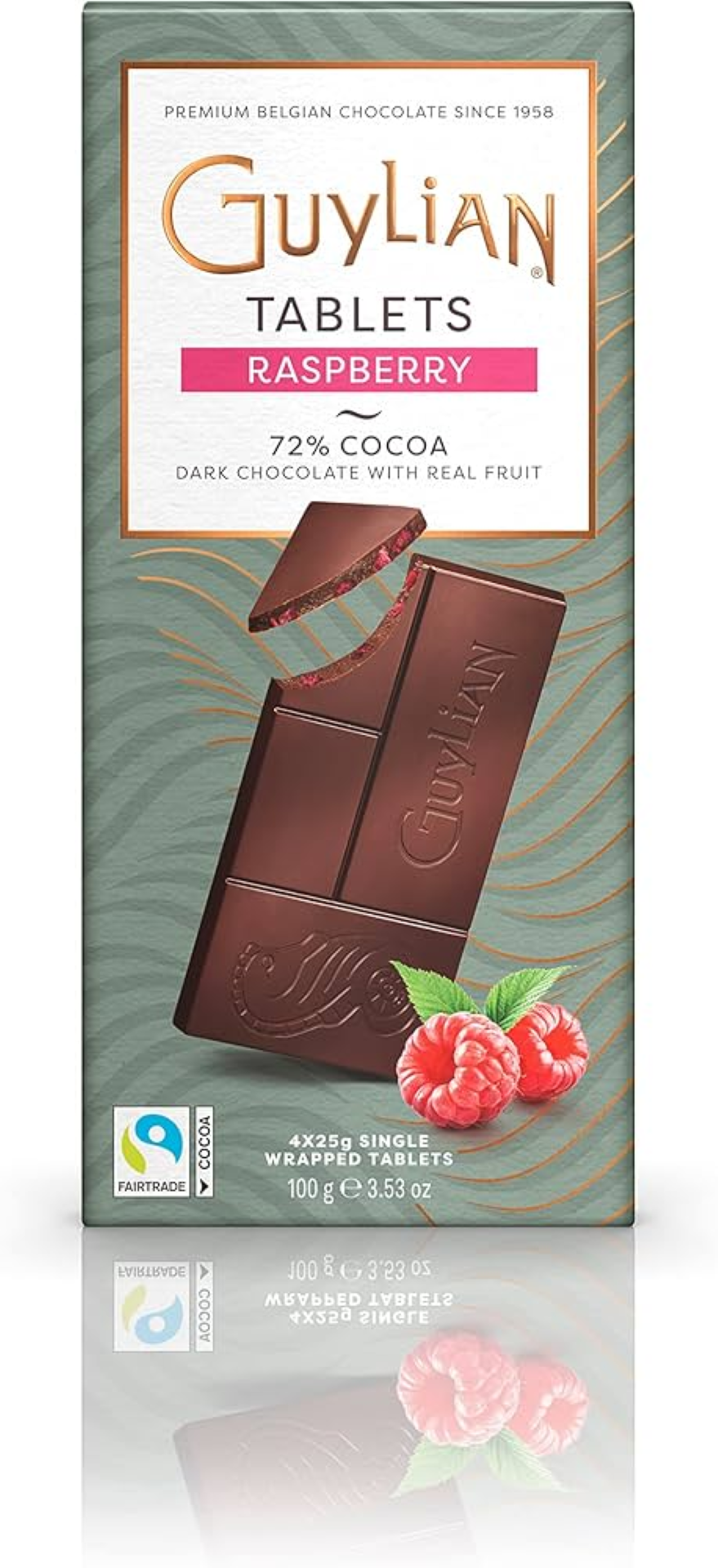 GUYLIAN DARK CHOC RASBERRY 100G